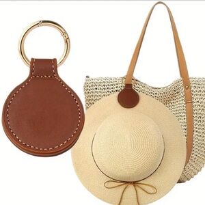 Magnetic Brown Leather Travel Hat Clip